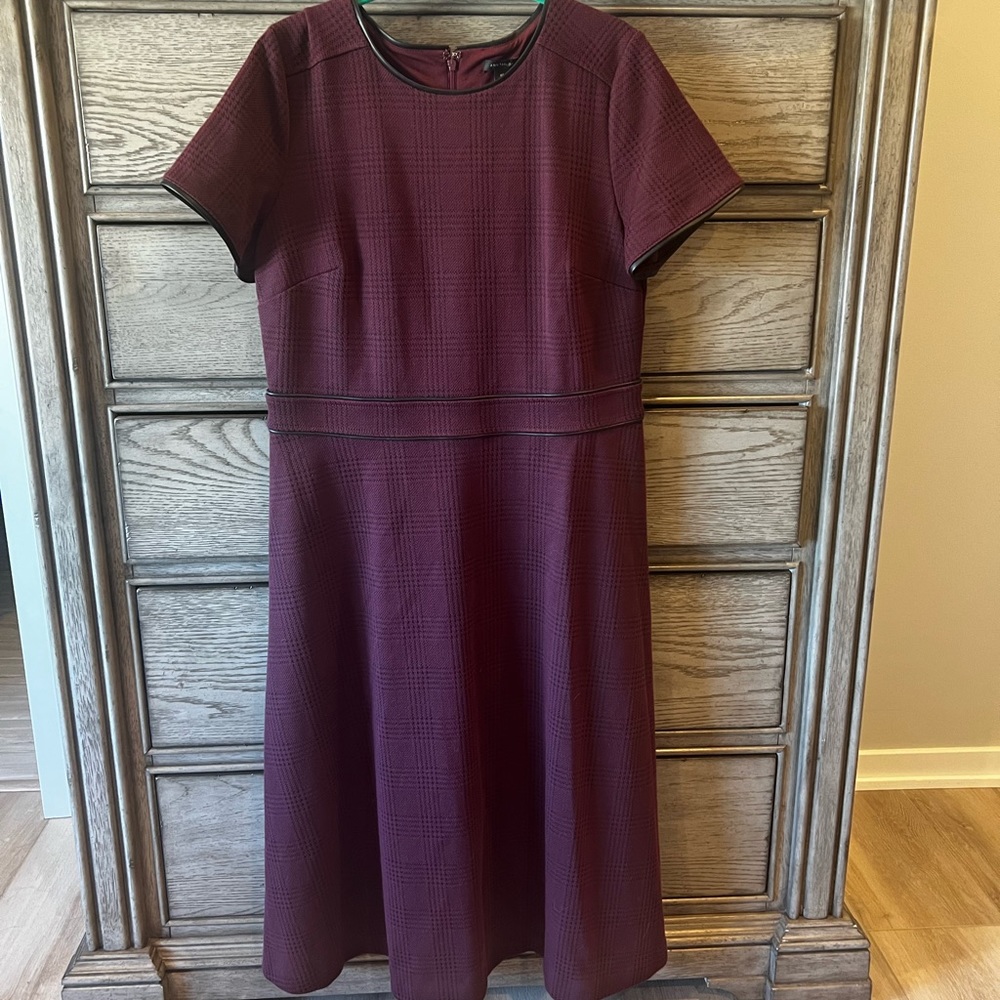 NWT Ann Taylor stretch plaid with leather